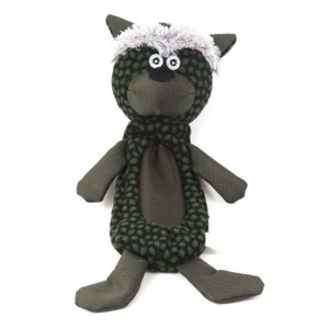 Animate Green Cat Crinkle Fabric Squeaky Dog Toy