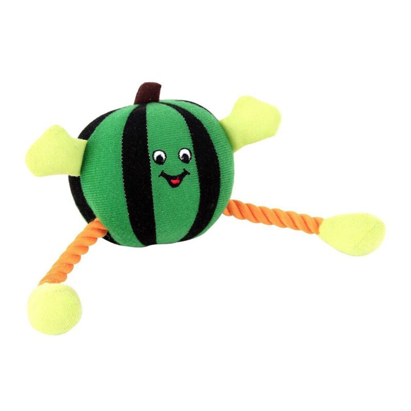 Animate Green Humbug Ball Rope Dog Toy with Squeaker
