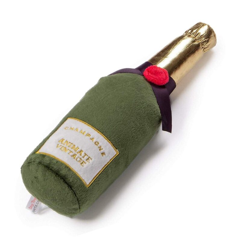 Animate Plush Champagne Bottle Squeaky Dog Toy