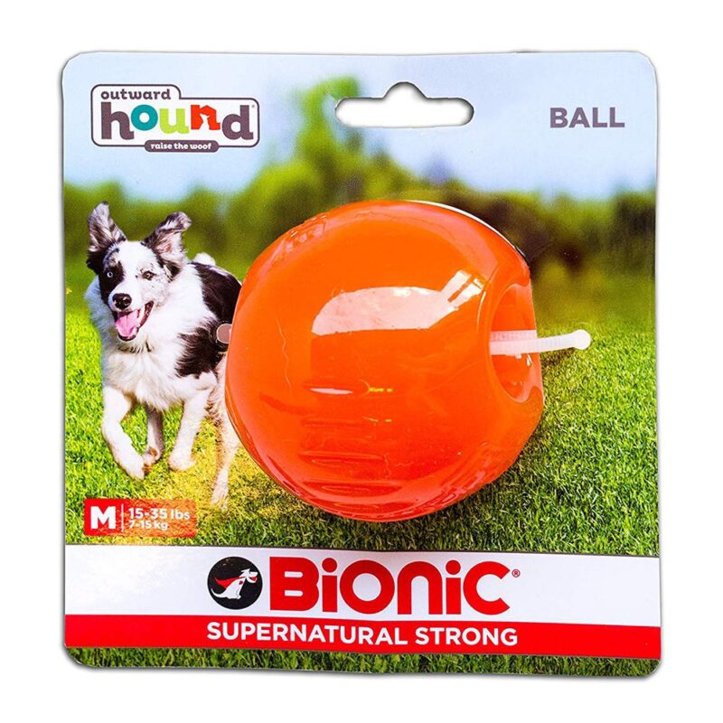 Bionic Ball Orange Durable Dog Treat Toy Medium