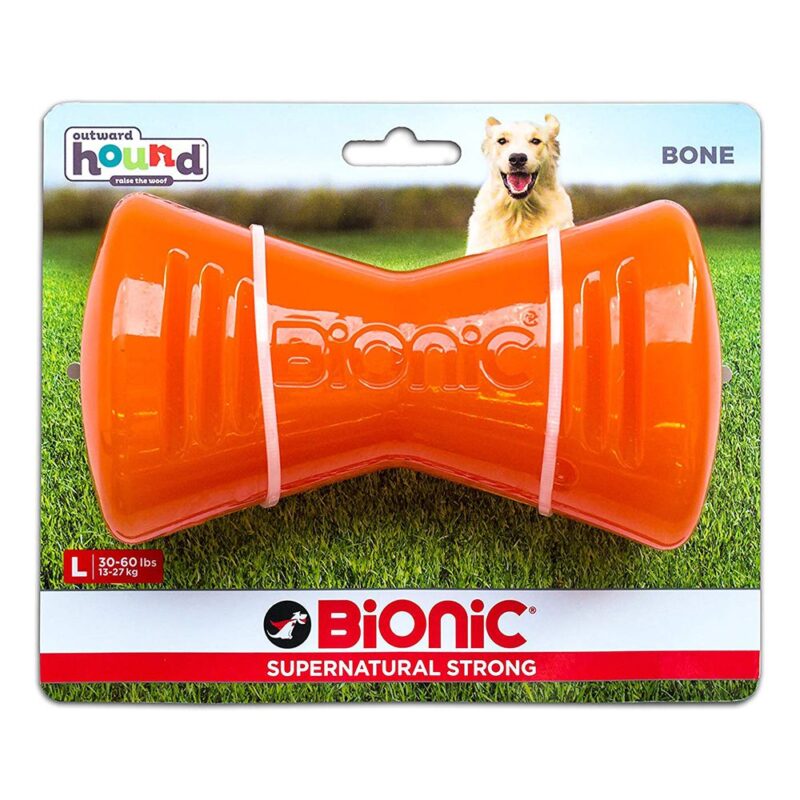 Bionic Bone Orange Durable Dog Treat Toy Large