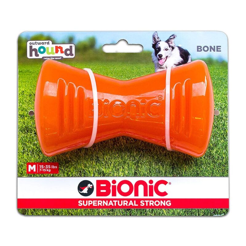 Bionic Bone Orange Durable Dog Treat Toy Medium