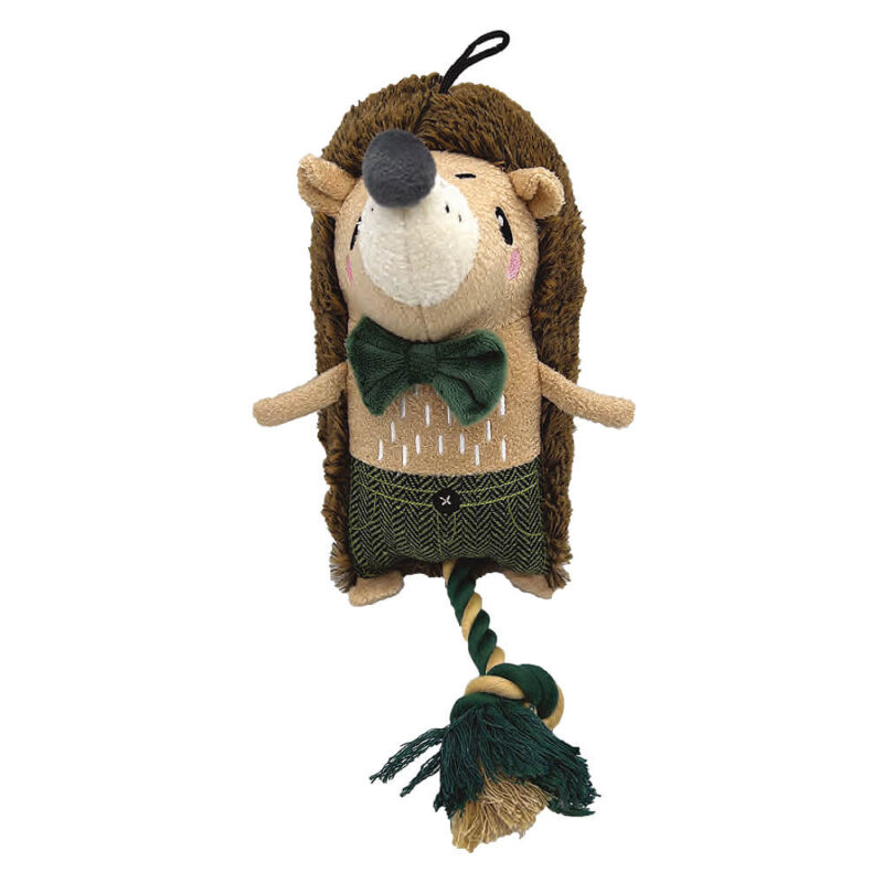House of Paw Forest Green Christmas Hedgehog with Rope Dog Toy