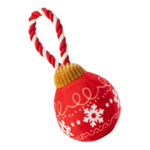 House of Paws Christmas Bauble on a Rope Dog Toy - Red