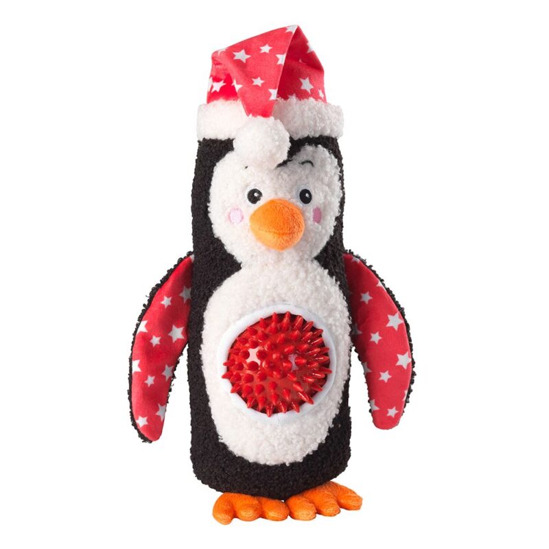 House of Paws Christmas Penguin Spiky Ball Thrower Dog Toy