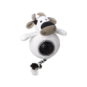 House of Paws Cord Cow Dog Toy with Spiky Ball