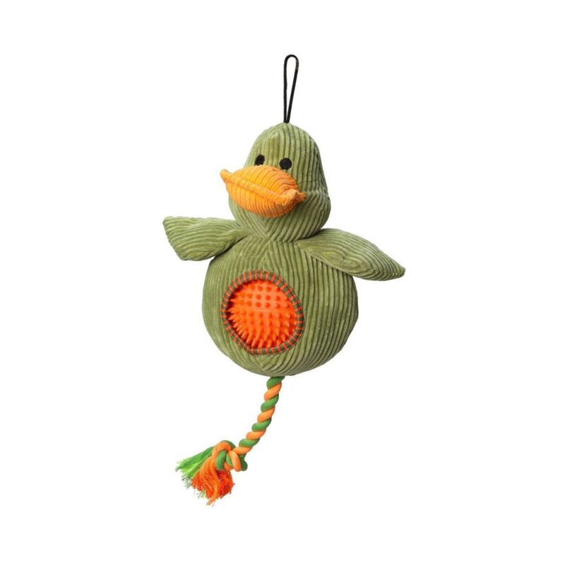 House of Paws Cord Duck Dog Toy with Spiky Ball