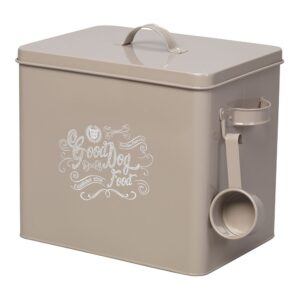 House of Paws Good Dog Food Storage Tin with Scoop - Grey Large