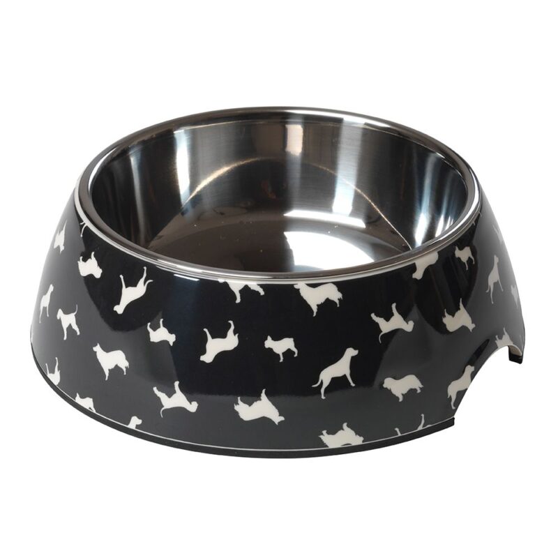 House of Paws Silhouette 2 in 1 Dog Bowl - Black Large 700ml