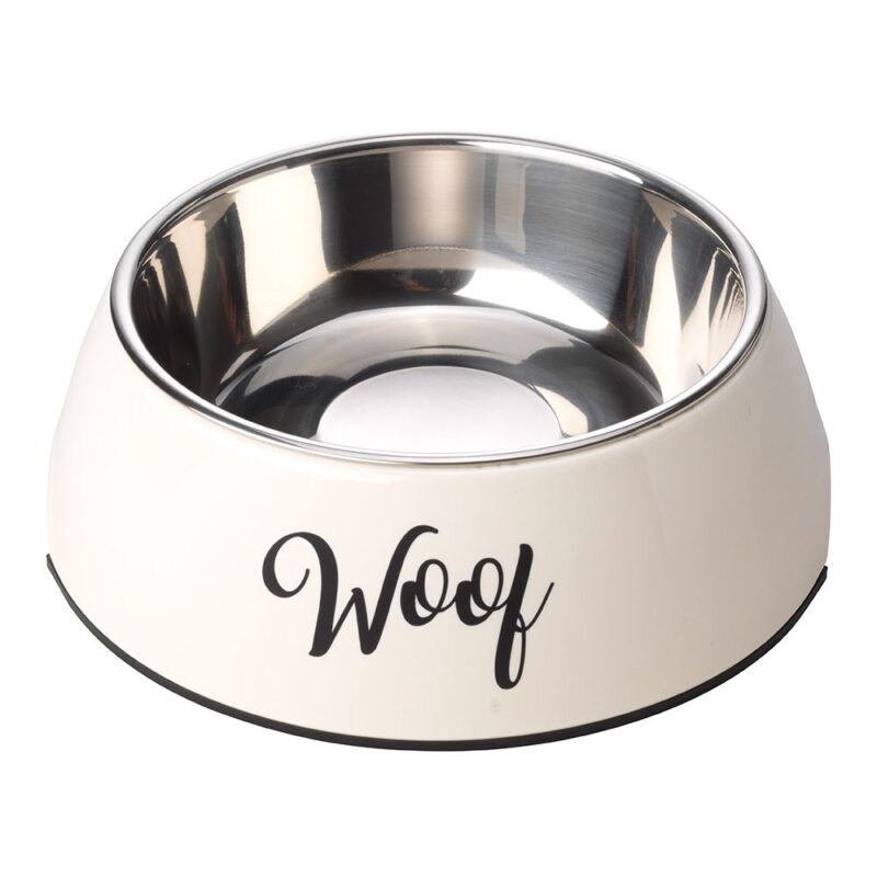 House of Paws Woof 2 in 1 Dog Bowl - Cream Large 700ml
