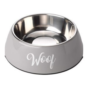 House of Paws Woof 2 in 1 Dog Bowl - Grey Large 700ml