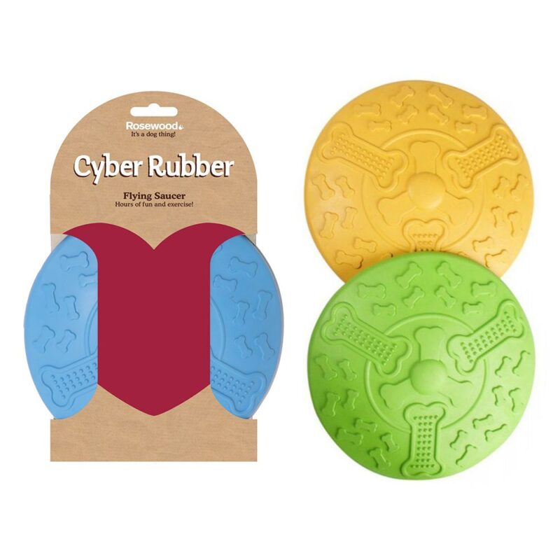 Rosewood Cyber Rubber Flying Saucer Dog Toy