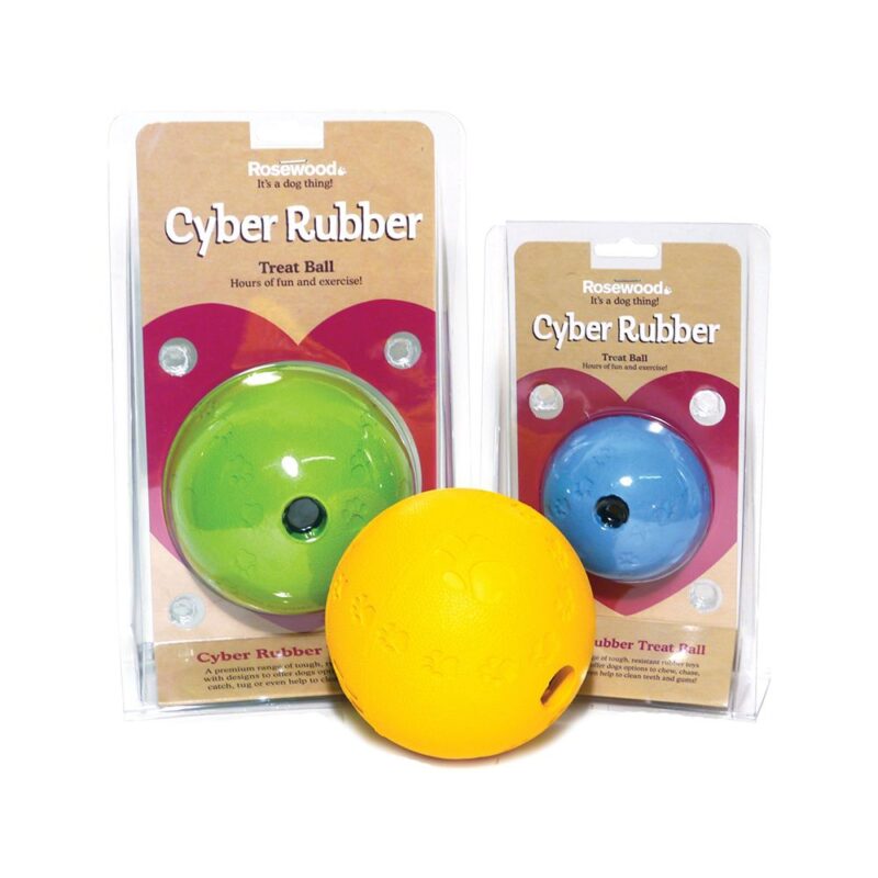 Rosewood Cyber Rubber Treat Ball Small Dog Toy