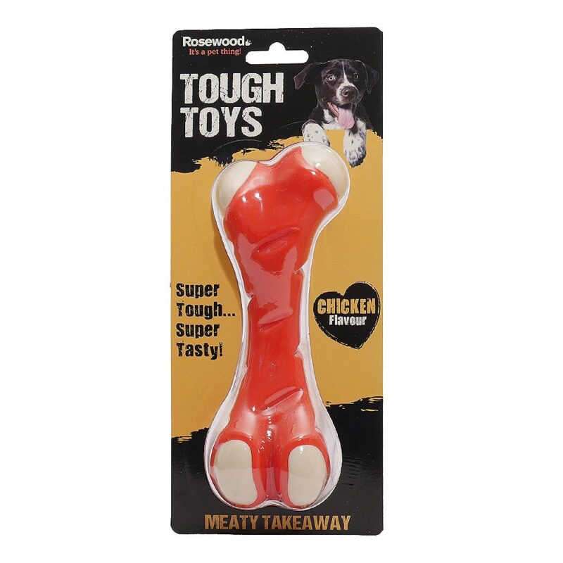 Rosewood Tough Toys Meaty Chicken Takeaway Bone Small Dog Toy